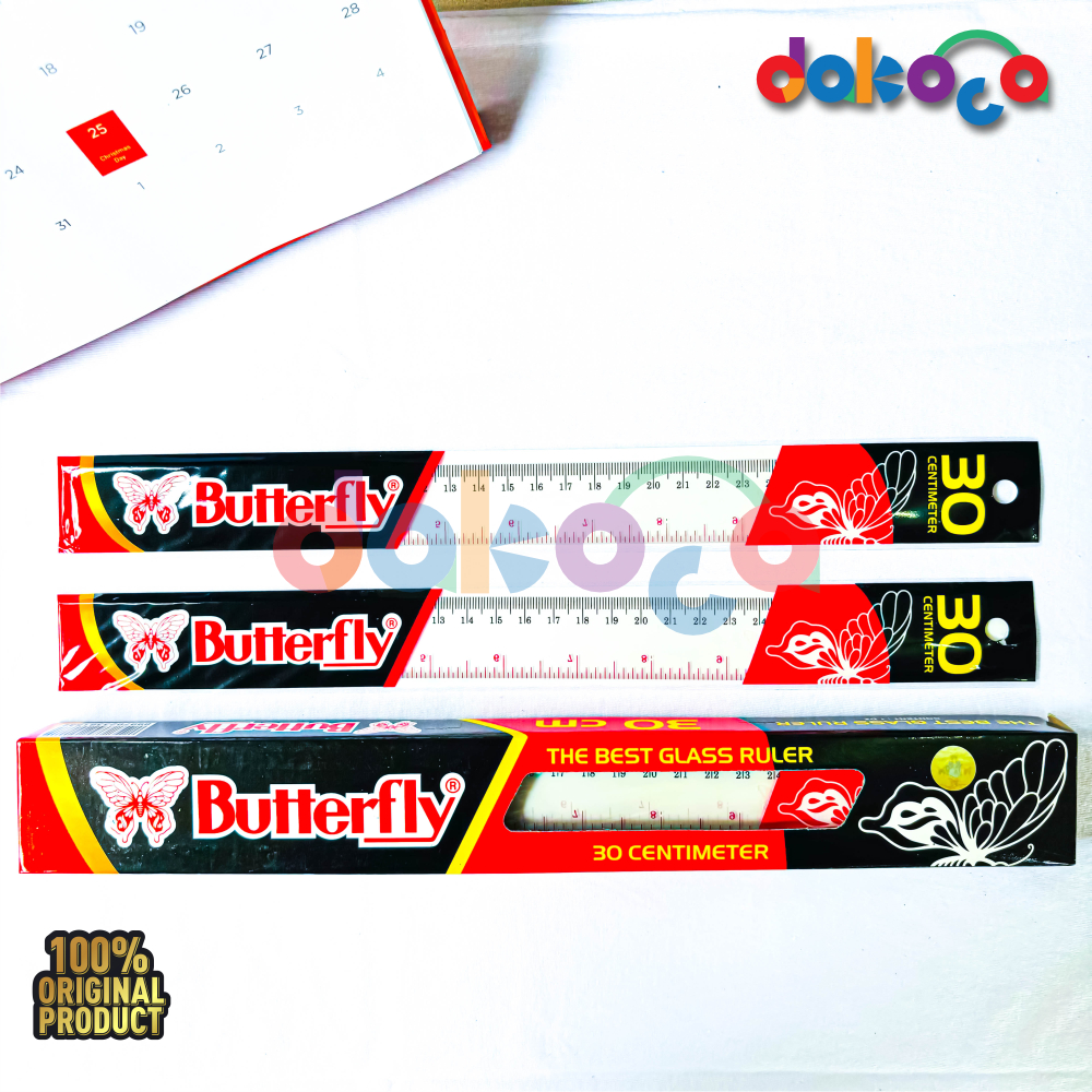 

Penggaris Plastik Butterfly 30 cm / (1Pack isi 12Pcs ) Original