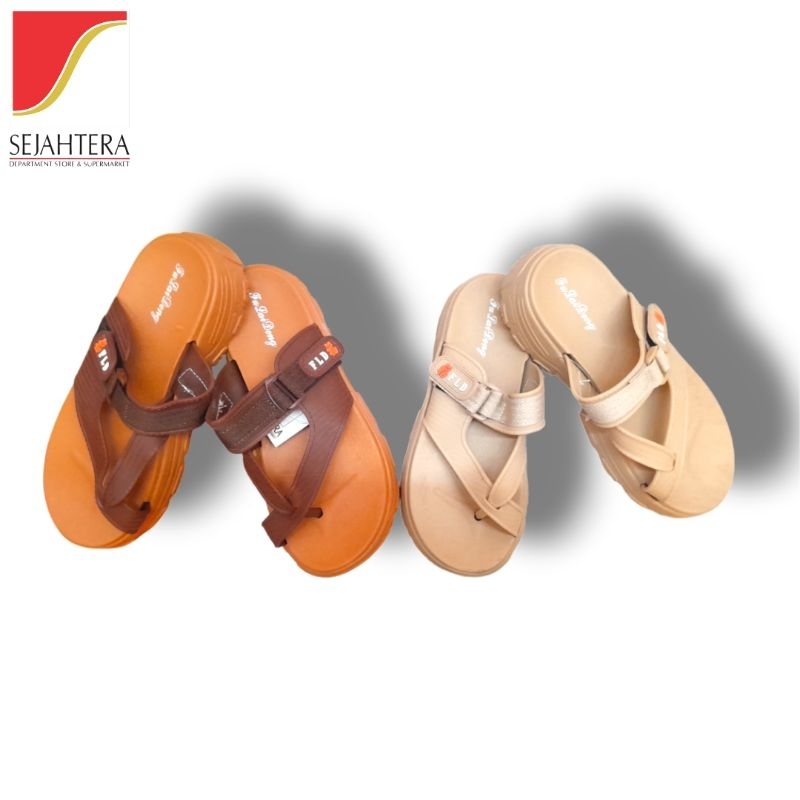 FLD Sandal jelly karet wedges wanita bahan elastis empuk
