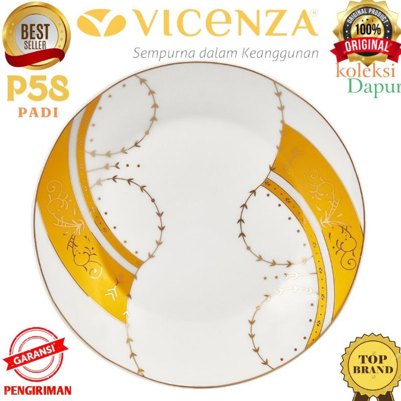 Piring Makan PADI paket 6 pcs piring porselain, Alat saji untuk wadah saji kue, puding & makanan rin