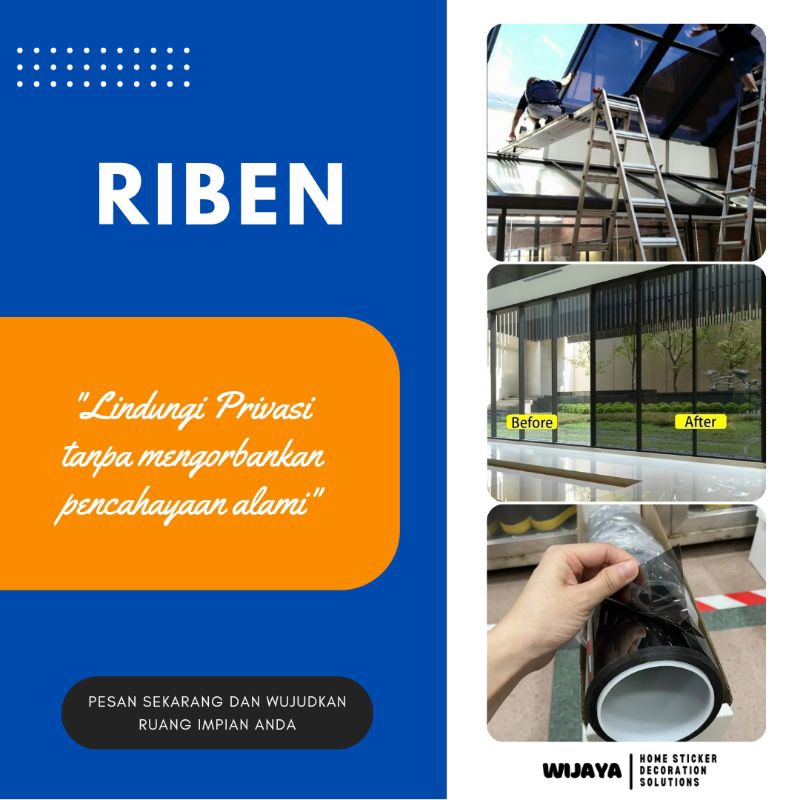 stiker kaca film mobil, rumah, kantor, toko riben