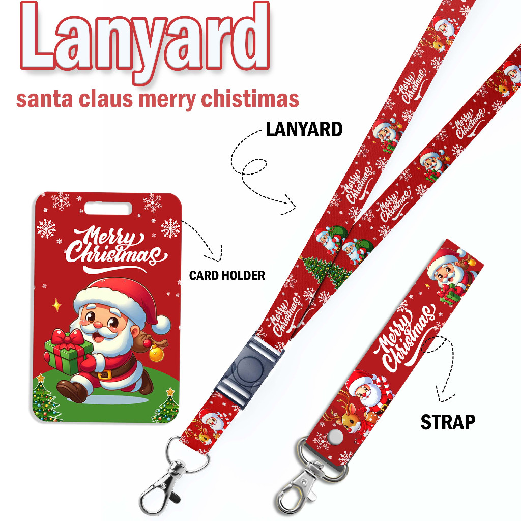 

STRAP LANYARD CARD HOLDER Merry christmas xmas new year Gantungan Kunci - Handphone - ID Card