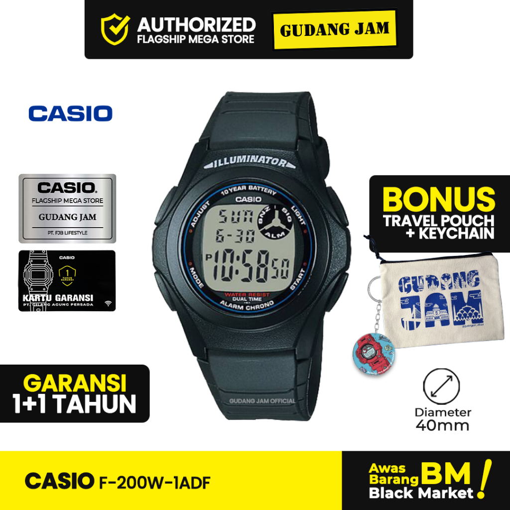 Jam Tangan Casio F-200W-1ADF F-200W-1A F-200W F-200 F200W F 200W