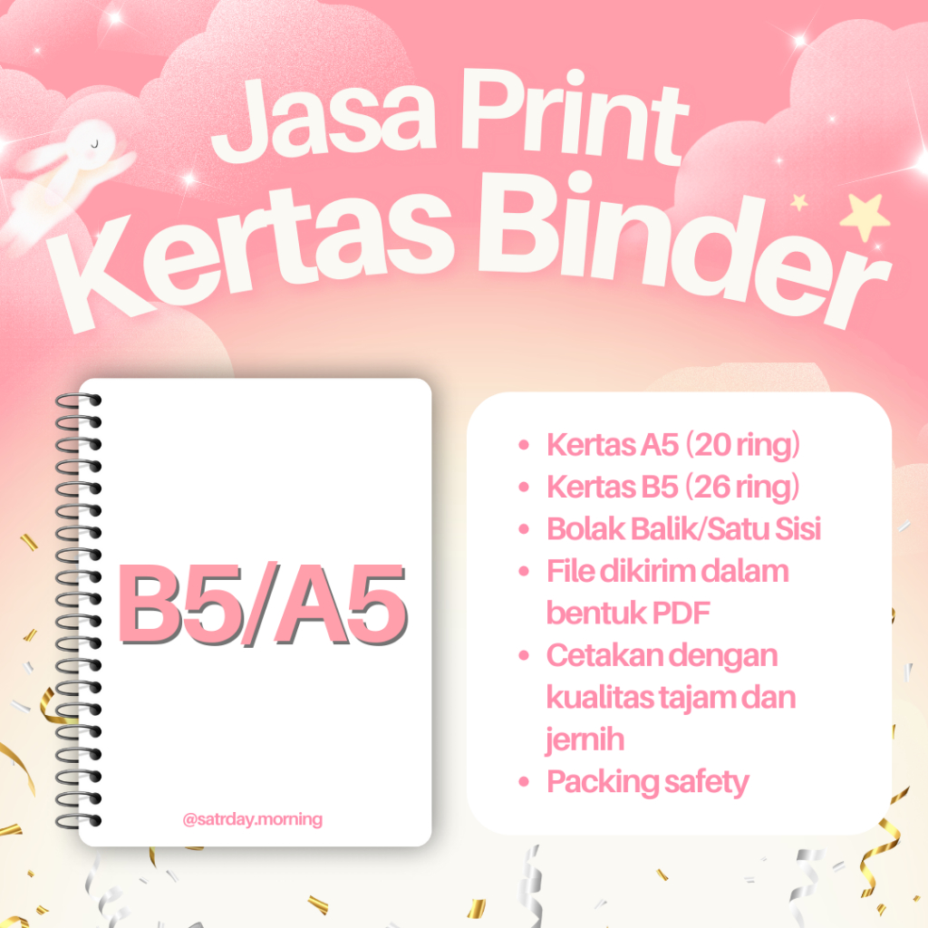 

Jasa Print Kertas Binder A5/B5 100 gsm (Berwarna/Hitam Putih)