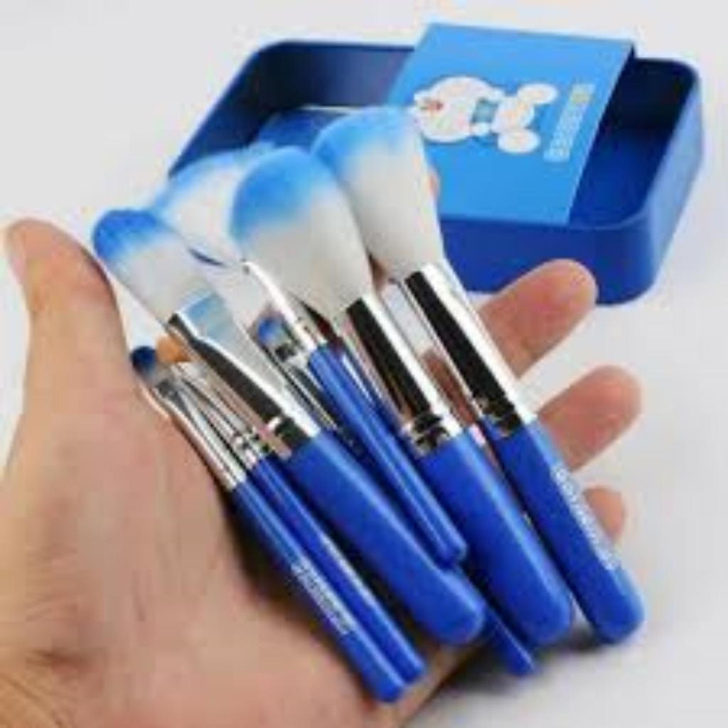 Brush Make Up Set 7in1 Karakter Kartun Motif Hello Kitty Doraemon Tabung Makeup Box Kaleng Kuas Set