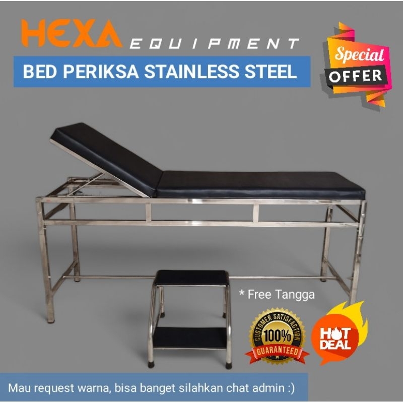 Bed Periksa UKS STAINLESS STEEL KOTAK Meja Periksa Plus Tangga Pijakan