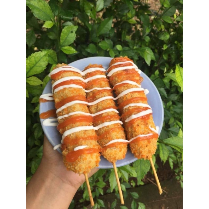 

MM_PBL. [ Corndog JUMBO Frozen. isi @4pcs varian sosis jumbo, moza coklat, mix sosis moza ]