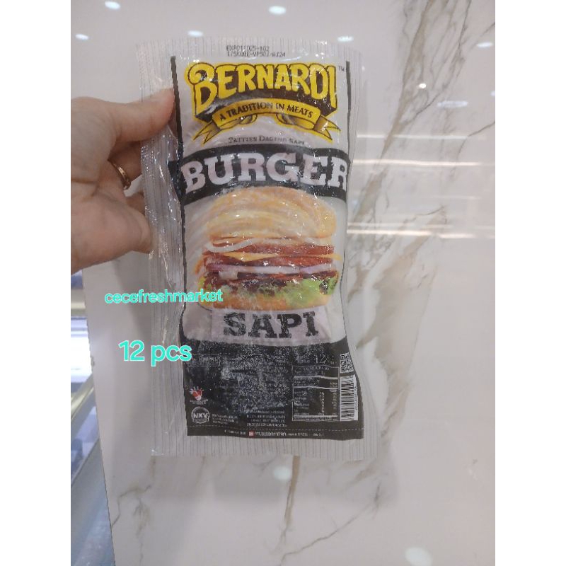 

Jual daging burger patties ayam dan sapi bernardi frozen isi 12 slice