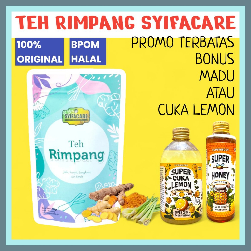 

Teh Rimpang SYIFACARE Teh Celup Ramuan Herbal Solusi Diet Pelangsing Alami Dan Efektif | PAKET BUNDLING TEH RIMPANG SYIFACARE | Teh Rimpang SYIFACARE Teh Celup Ramuan Herbal Alami Cara Diet Pelangsing Solusi Menurunkan Berat Badan Original