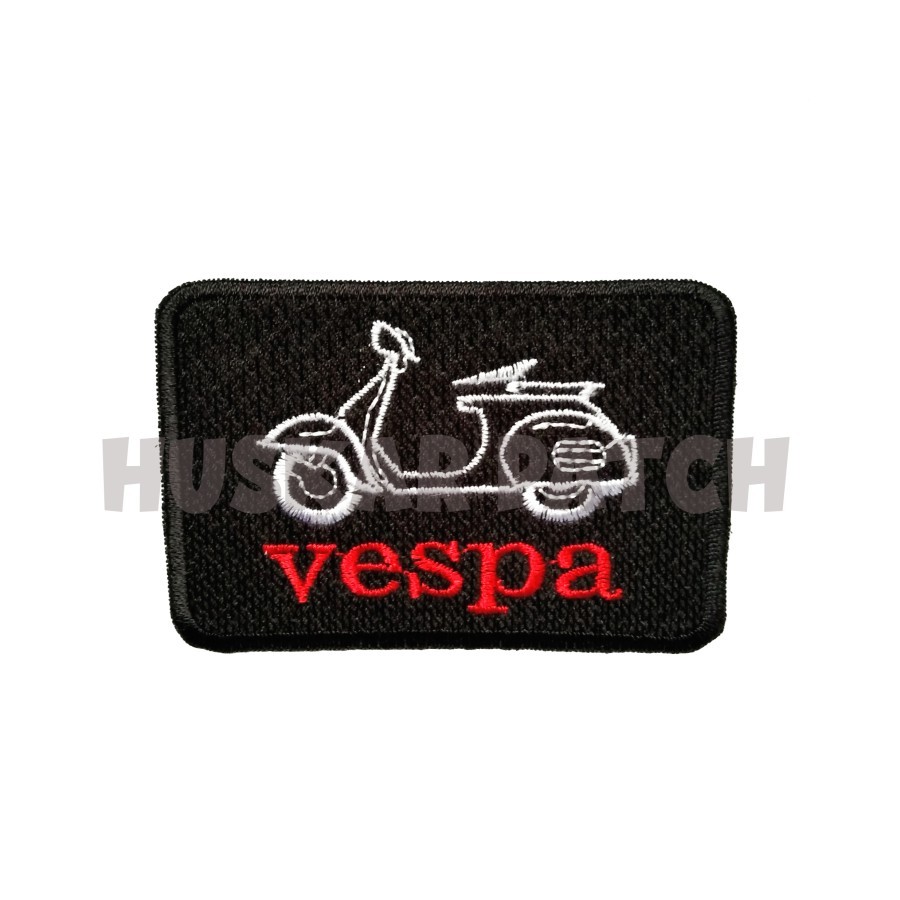PATCH BORDIR EMBLEM BORDIR JAHIT VESPA BLACK AKSESORIS FASHION EMBLEM MOTOR VESPA KEREN