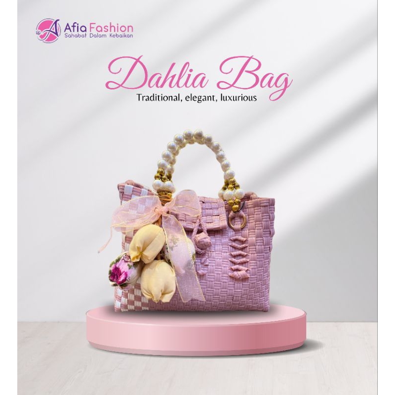 DAHLIA BAG PINK BY AFIA FASHION | TAS TENTENG PREMIUM | TAS BAHAN ANYAMAN JALI | TAS MINI WANITA WAT