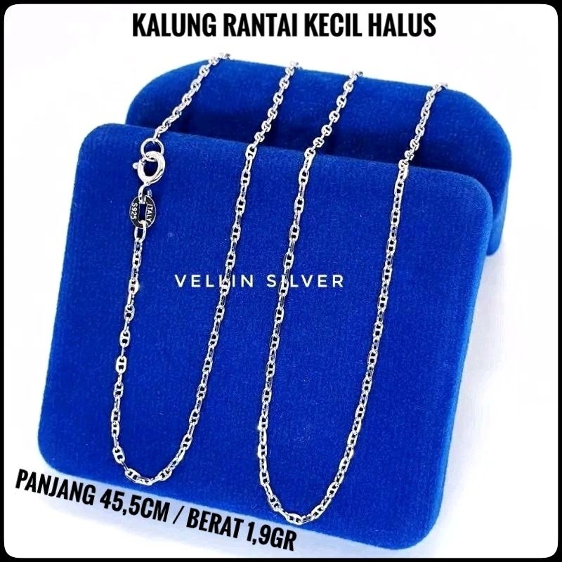 Kalung Silver 925 Lapis Emas Putih - Kalung Perak Wanita Rantai Halus Silver 925