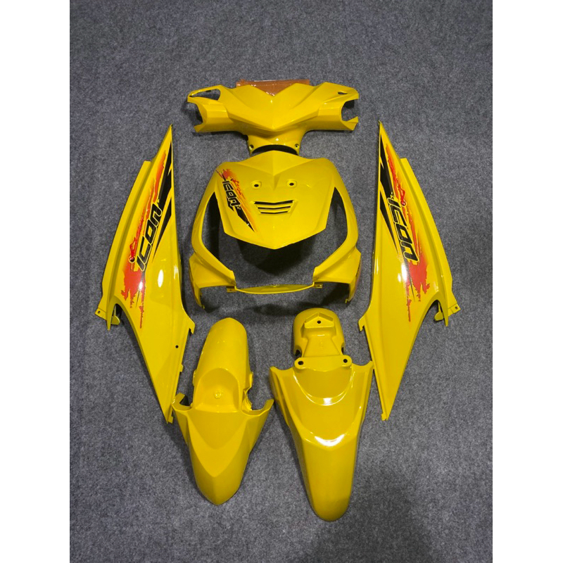 COVER FULL BODY HALUS HONDA BEAT KARBU 2008-2012 WARNA KUNING PLUS STRIPING ICON