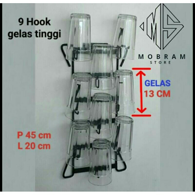 RAK GELAS CANGKIR / GANTUNGAN GELAS TEMPEL DINDING MINIMALIS MODEL KOTAK