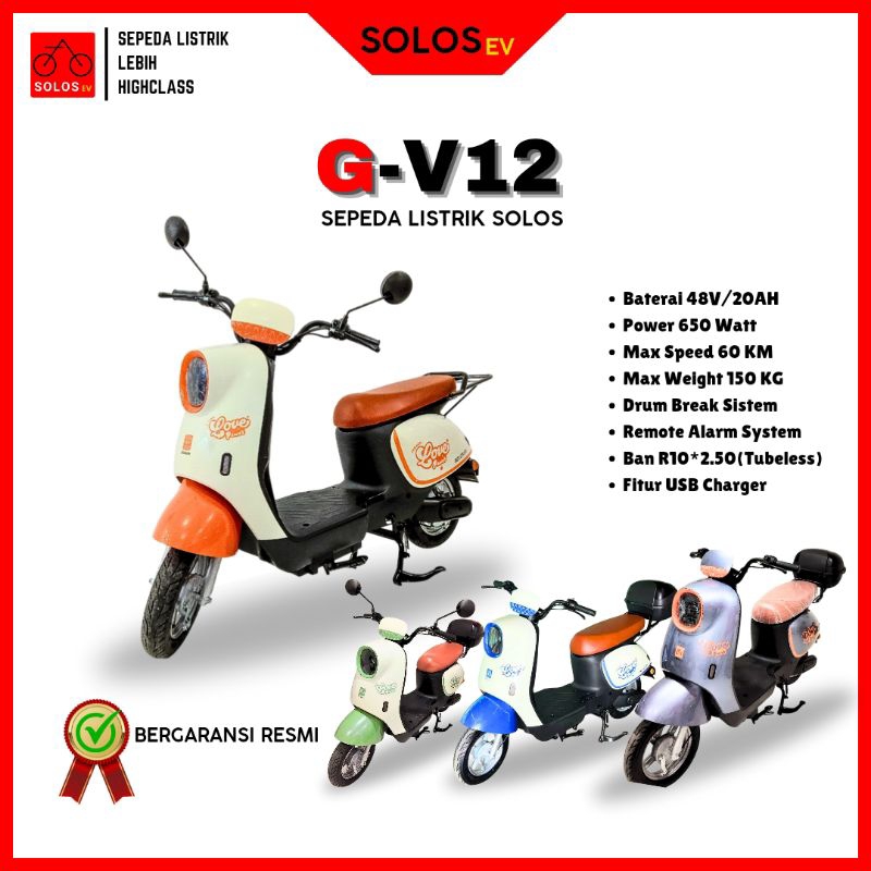Sepeda Listrik SOLOS TYPE G-V12 [POWER DINAMO 650W] || Tanpa Box Belakang