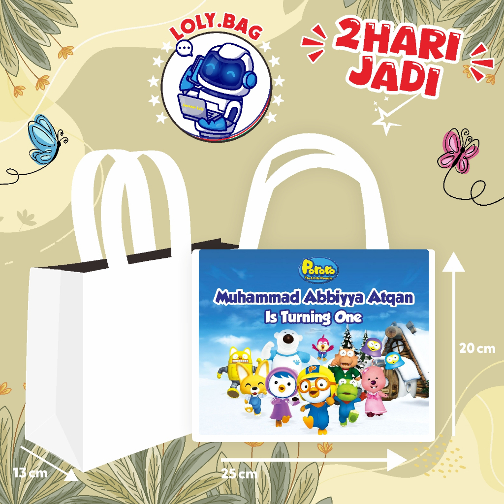 

Tas Ultah / Tas Ulang Tahun Murah/Goodie bag murah/souvenir ultah/Tas tema Pororo
