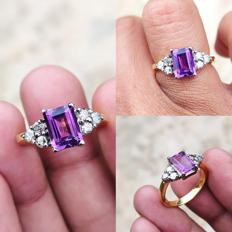 cincin perak hanmade mata kecubung & berlian Banjar