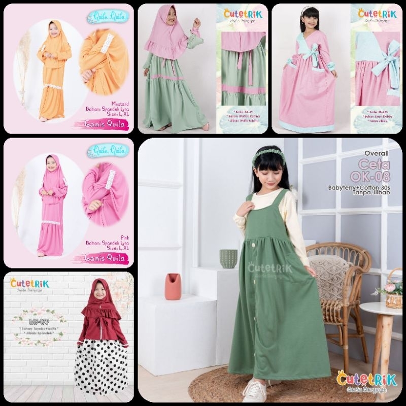 (5-7 Tahun) Set Gamis & Jilbab Anak Perempuan Cutetrik ♡ Gamis Anak Perempuan ♡ Set Overall Anak Per