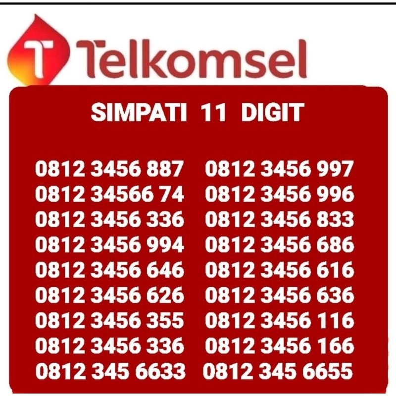 Nomor cantik simpati 11 digit 08123456