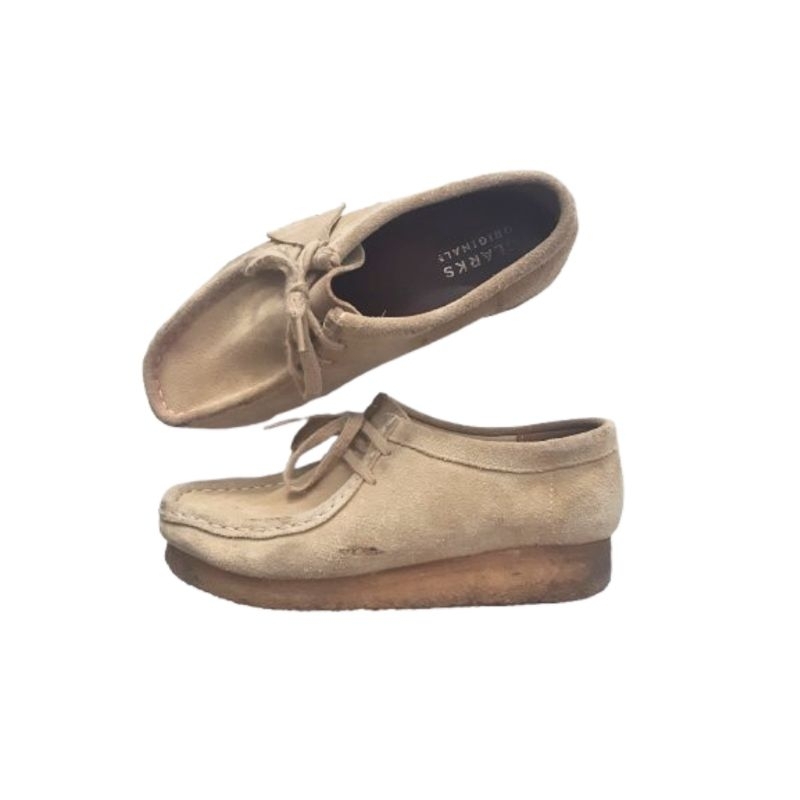 Sepatu Clarks Wallabees Suede Khaki Low Shoes Men Women Preloved Original
