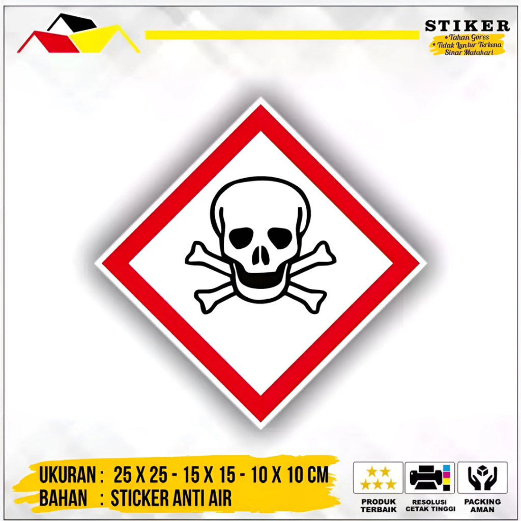 

Stiker Label Tanda Simbol limbah B3 Stiker Bahan Berbahaya dan Beracun STIKER HAZMAT BERACUN