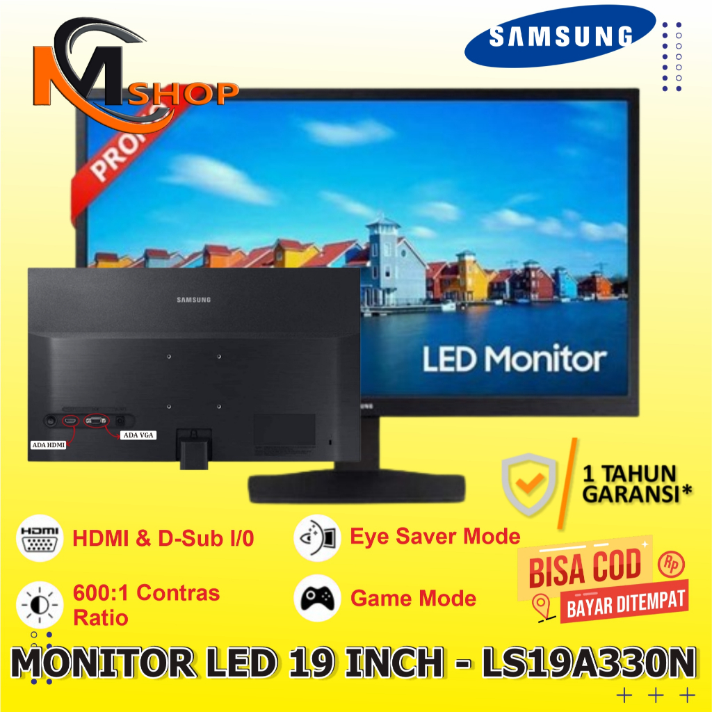 LED Monitor Samsung 19" Inch S19A330 HDMI LS19A330NHEXXD Garansi Resmi