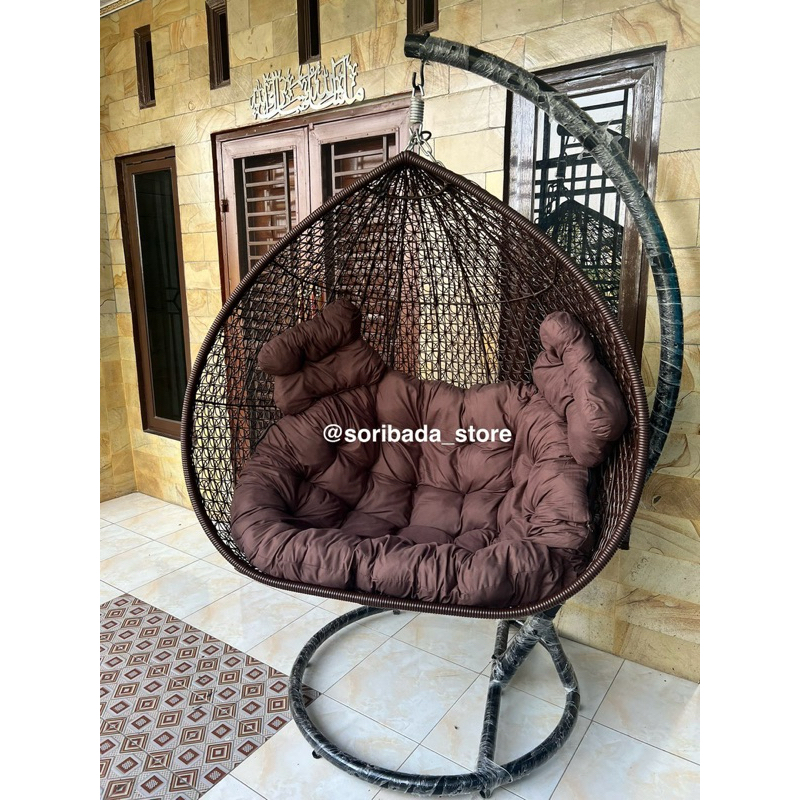 Ayunan Rotan Gantung Jumbo | Ayunan Gantung Rangka Besi Kuat dan Kokoh | Ayunan Gantung | Dekorasi R