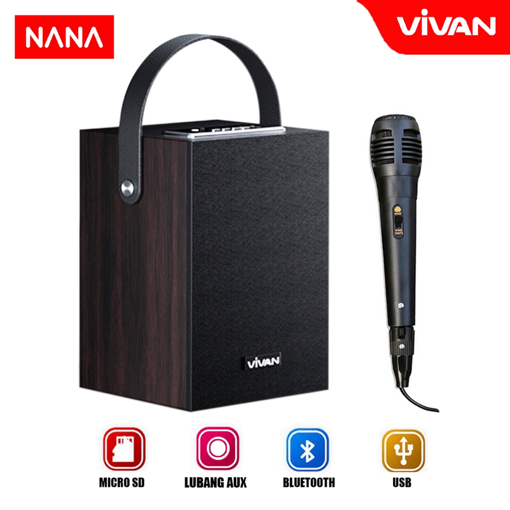 NANA - Vivan Speaker Bluetooth VS35 + MIC Karaoke With Microphone Material Kayu 4 Inch Speaker