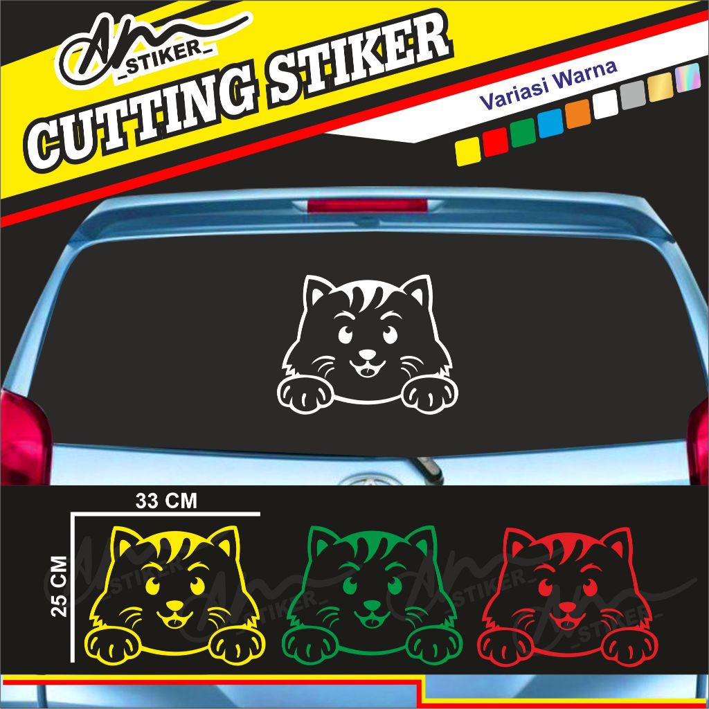 CUTTING STIKER KACA MOBIL BELAKANG STIKER KUCING KODE 06
