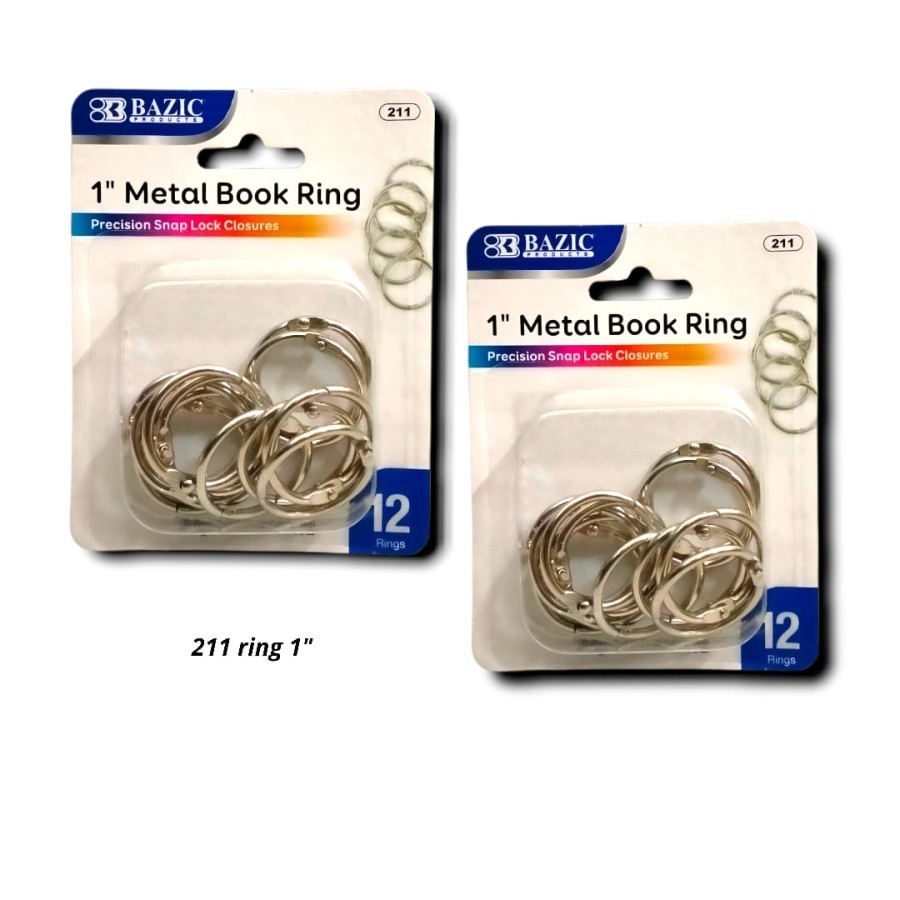 

Bazic 1" Asst Color Metal Book Ring - Ring Buku