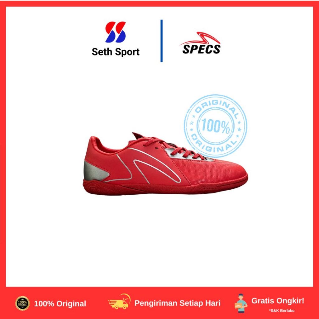 Sepatu Futsal Specs Atomic IN Original - poinsettia/Silver