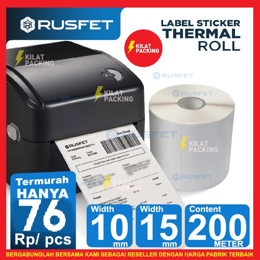 

Label Thermal Stiker Resi Thermal Label Barcode 200pcs A6 Rusfet Dus Ekspedisi