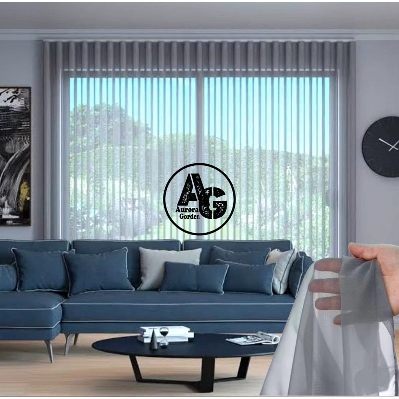 Vitrase Gorden Sable Polos Abu Putih Model Plisket Vitrase Blackout Import Tirai Gorden