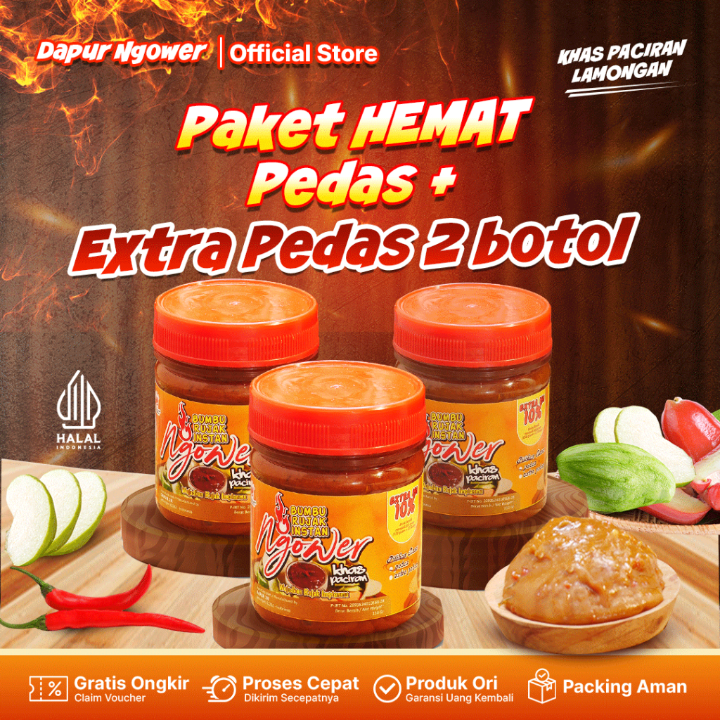 

Dapur Ngower Bumbu Sambal Rujak Buah Khas Paciran Lamongan Manis Extrapedas Enak