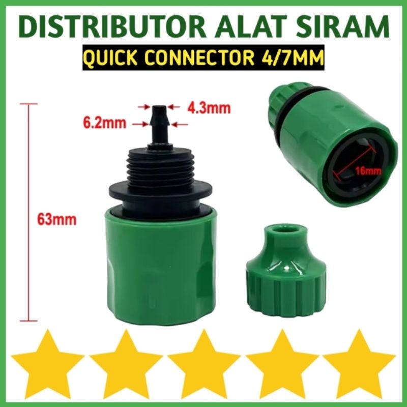 QUICK CONNECTOR 4/7MM FEMALE KONEKTOR NEPEL COUPLING HOSE SELANG PE KRAN AIR POMPA DC QUICK RELEASE