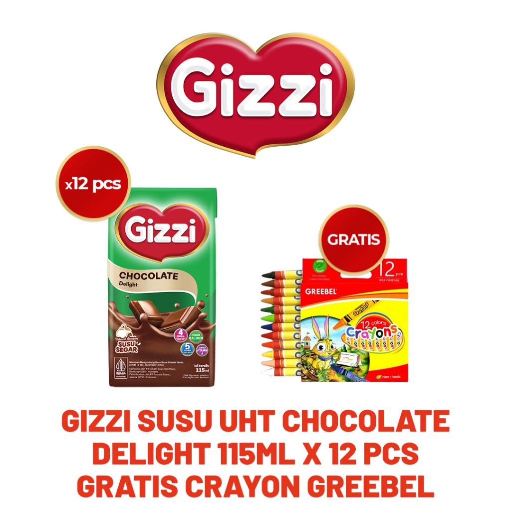 

[Free Crayon Greebel] Gizzi Susu UHT Chocolate Delight 115ml x 12
