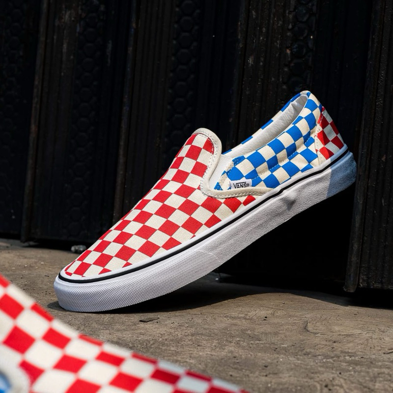 Vans Slip On Checkerboard Red Blue