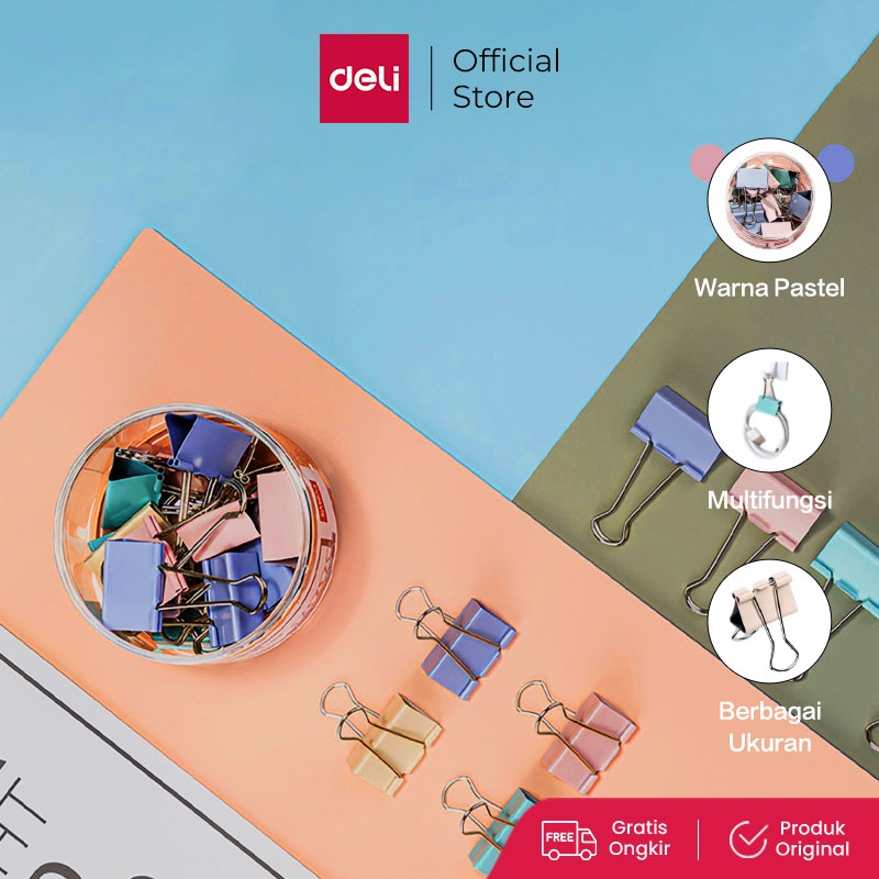 

Deli Binder Clip / Klip Binder / Penjepit Kertas Warna-Warni Pastel 855XA