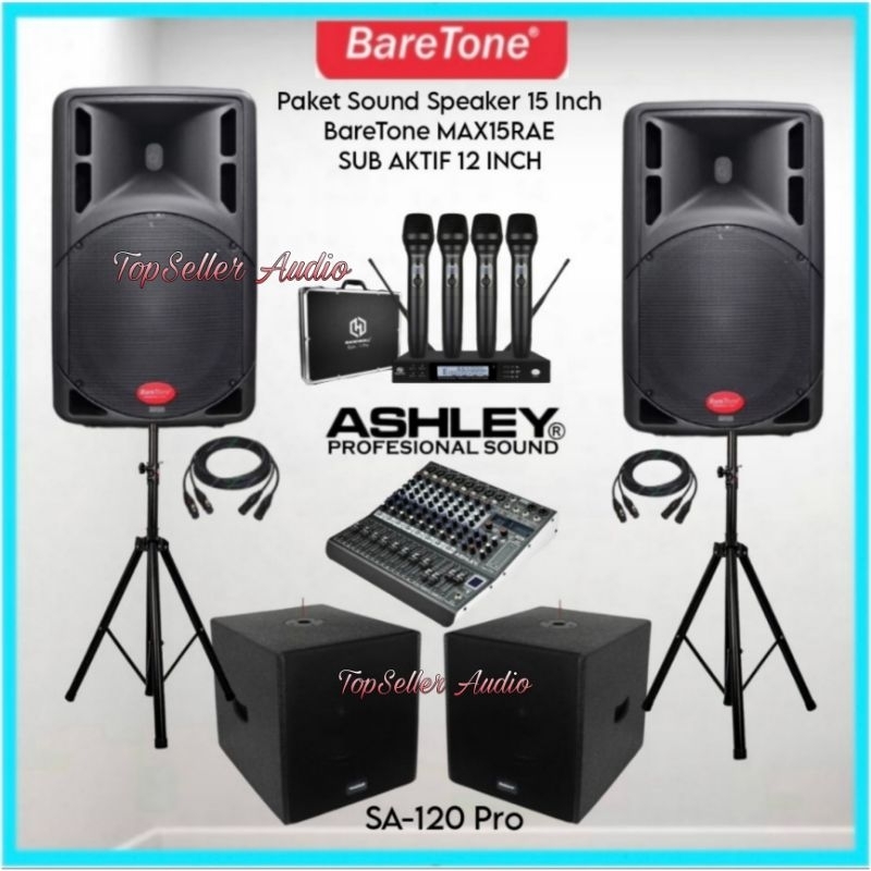Paket sound system Ruangan Outdoor / Indoor Aula Speaker 15 Inch BareTone Subwoofer 12 Inch Betavo M