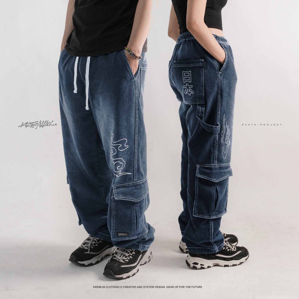 KREMLIN Celana Carpenter Urban Jeans Cargo Wash Premium - Ginza Blue