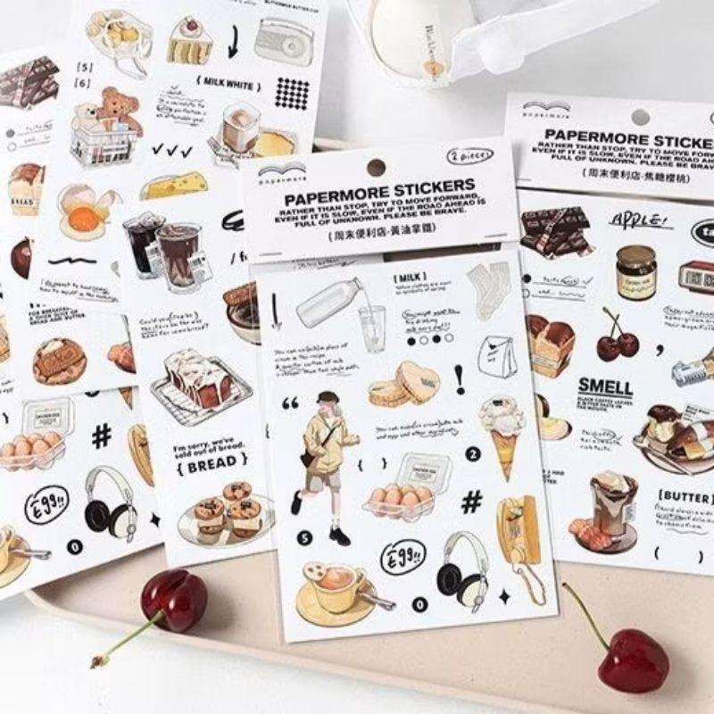 [2Lembar] Sticker Deco Coffee/ Stiker Hiasan Tempelan Jurnal Aesthetic/ Kertas Hias Journal Buku Vin