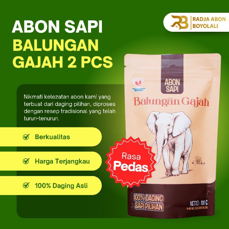 

ABON SAPI PREMIUM BALUNGAN GAJAH PEDAS 2PCS