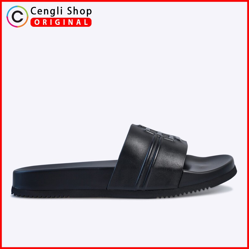 SANDAL SLIDE EVERBEST PRIA ORIGINAL CASUAL KULIT BRANDED HITAM EM41
