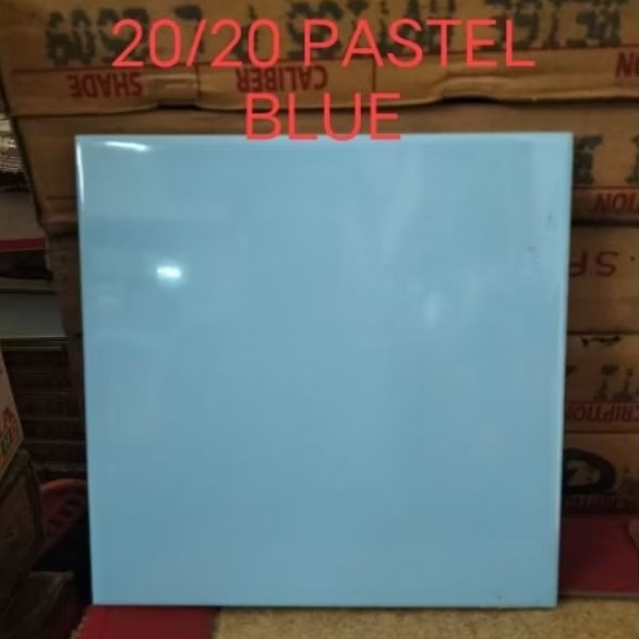 Keramik Ukuran 20x20 Biru Muda Polos Glossy / Signature Pastel Blue 20x20
