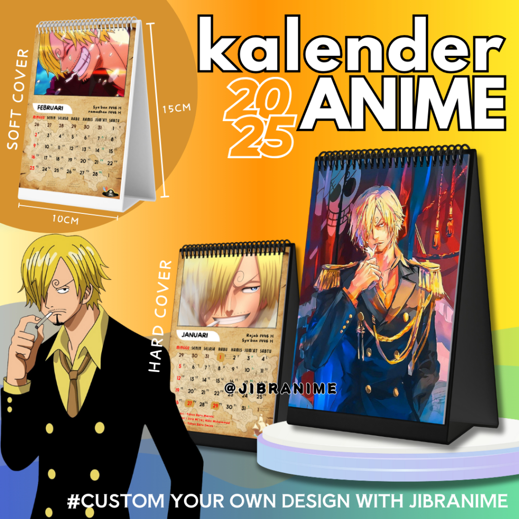

Calendar / kalender meja 2025 anime Sanji One Piece / Custom kalender