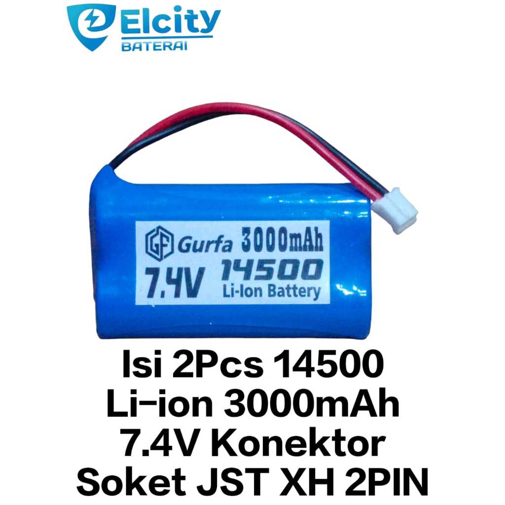 Baterai RC/ Speaker Aktif & Perangkat Elektronik 2x Li-ion 14500 3000mAh 7.4V SOKET JST XH 2 PIN A67