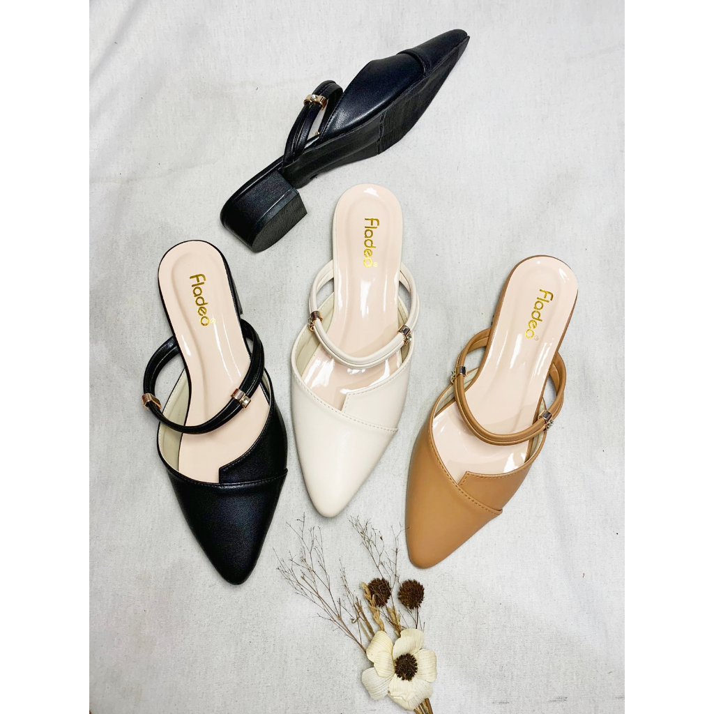 FLADEO Sandal Wanita Heels 3Cm 2 Tali Menawan Cantik