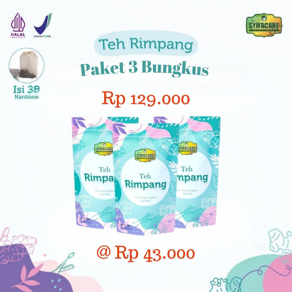 

Paket Hemat 3 Bungkus Teh Rimpang Original Isi 20 BPOM JSR | Teh Celup Rempah | Teh Diet Detox | Pelangsing Herbal