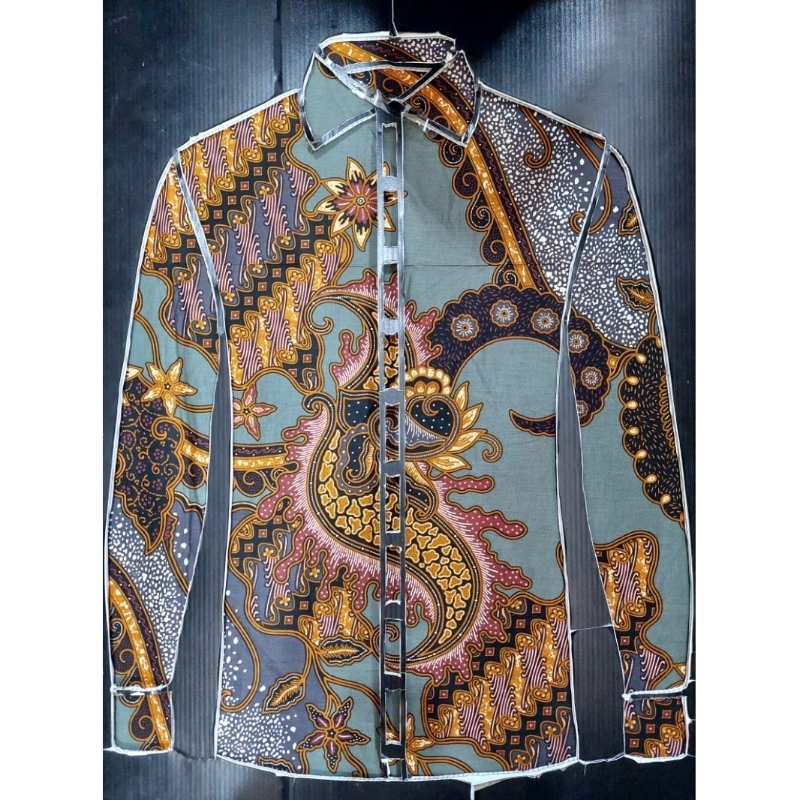 Kain Batik Katun Pola Printing sage green