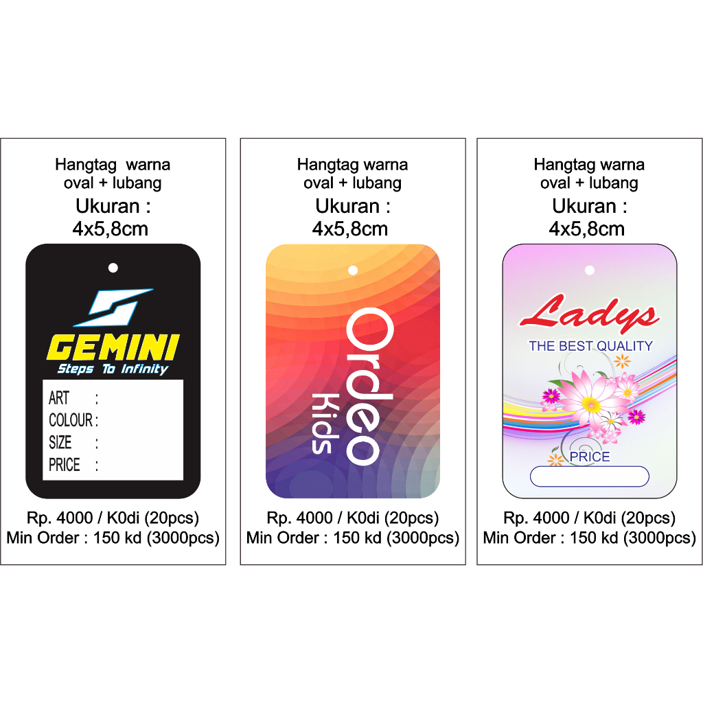 

3000pcsHangtag/handtag/Label/ Sandal,Sepatu,Kaos,Baju,Kerudung dll Free Desain