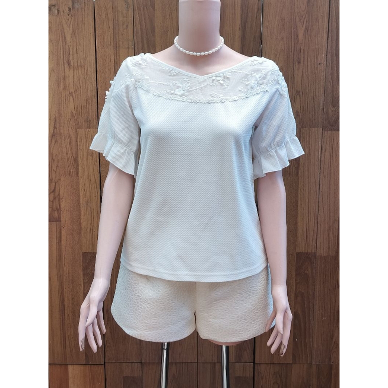 Blus Putih Lengan Pendek Wanita. kode: NW 037